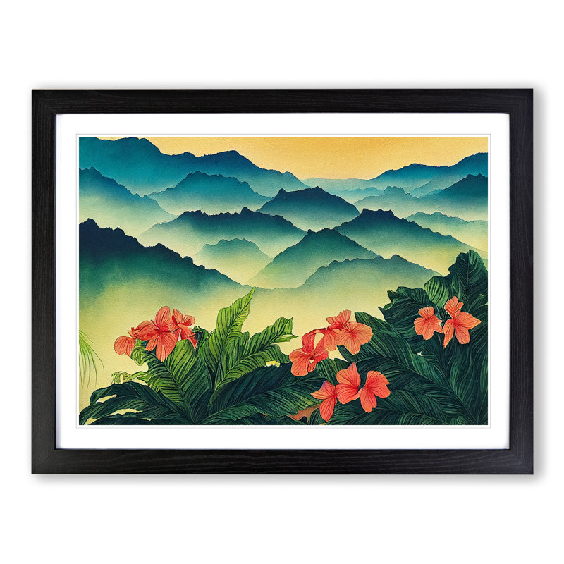 Amazing Mountains - Framed Print, 25cm H x 34cm W x 2cm D, Black Framed