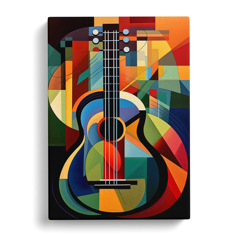 Acoustic Guitar Orphism - Wrapped Canvas Print, 60cm H x 40cm W x 3cm D