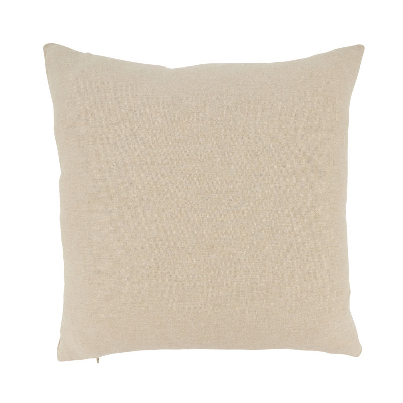 Beige and White Embroidered Starfish Cotton Throw Pillow, 18" x 18"