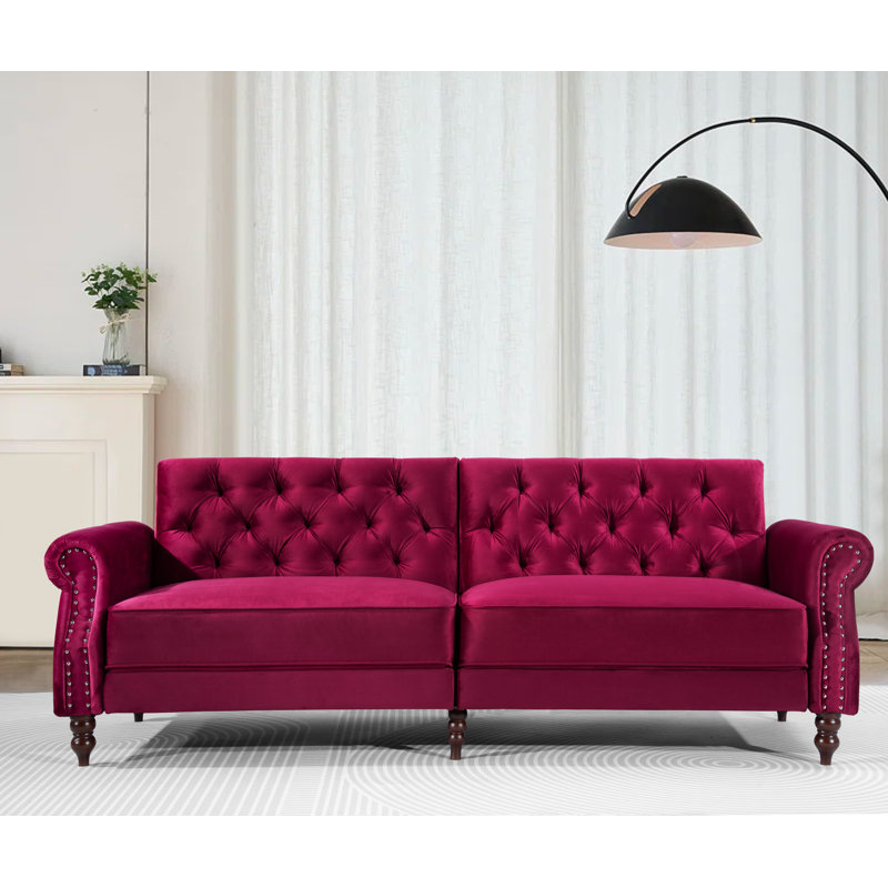 House of Hampton® Hanika 87.8'' Velvet Rolled Arm Modular Sofa 