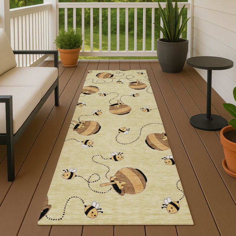 Machine Washable Indoor/Outdoor Chantille ACN2650 Kids Rug, 2'3" x 7'6" Runner, Wheat