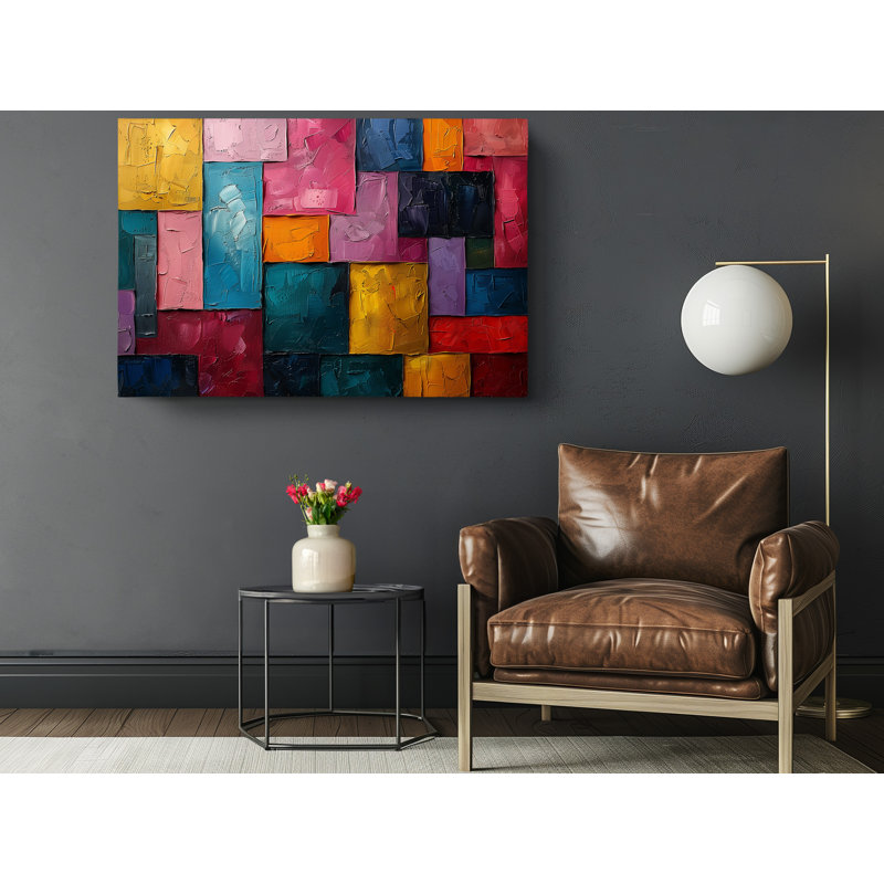 Colorful Abstract Shapes Canvas Print, Modern Wall Art Decor for Home & Office, 20" H x 30" W
