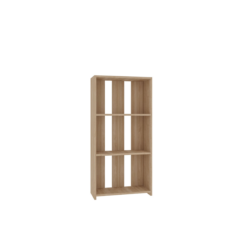 Modern Oak Color Bookshelf, 3 Shelves, 23.6 x 9.8 x 48.0 Inches | 100% Melamine Coated Particle Board, Thickness: 0.7 Inches | Wall-Mountable Design for Space-Saving Storage, Elegant & Functional Home Organization
