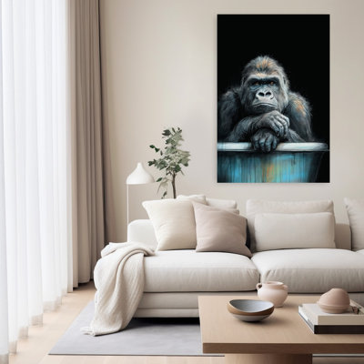 «Gorilla In Bathtube» 6, art mural singe gorille contemporain