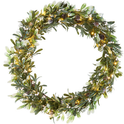 Faux Lighted Mistletoe 10.2cm Wreath