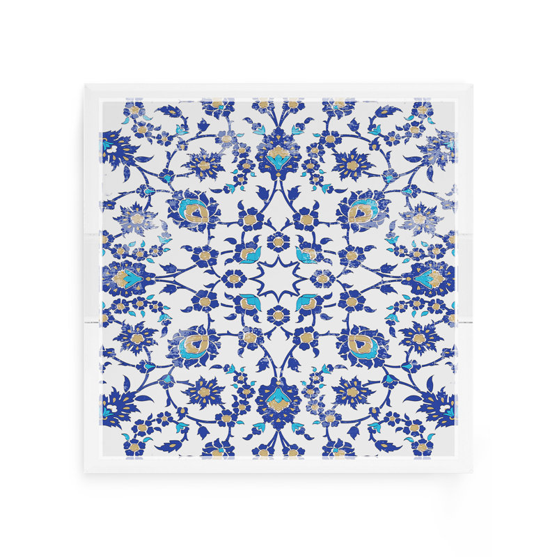 Bosphorus Acrylic Square Decorative Tray, 15"W x 15"D x 2"H, Blue White