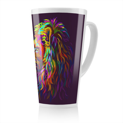lion's head on a background in popart style Designer Latte Mug