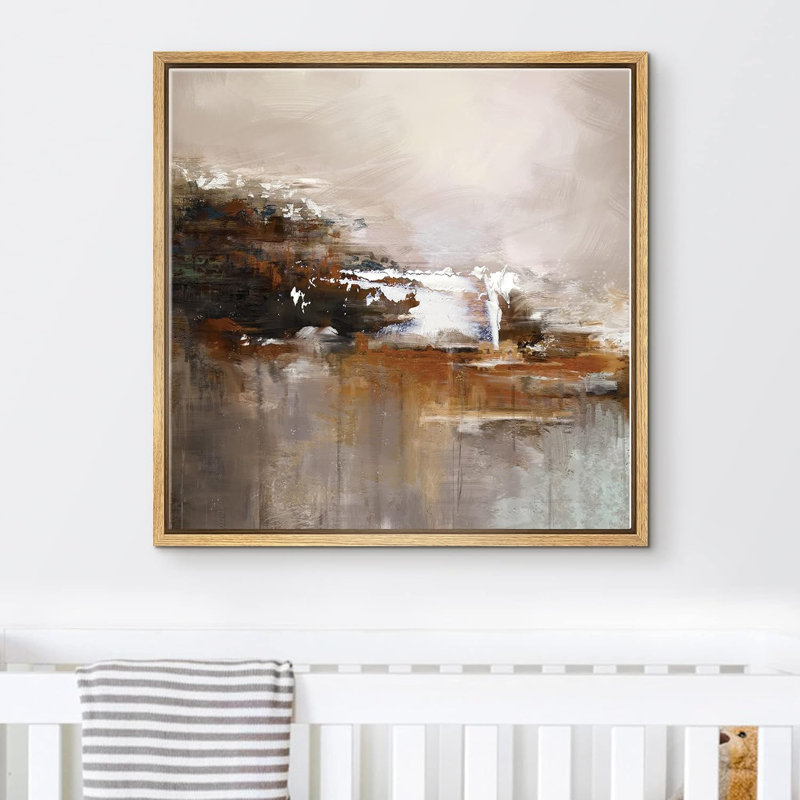 «Grunge Effect Brown & Grey Field Field Abstract Shapes Illustration Modern Art Alternative» sur, Naturel, H 16 po x l 16 po