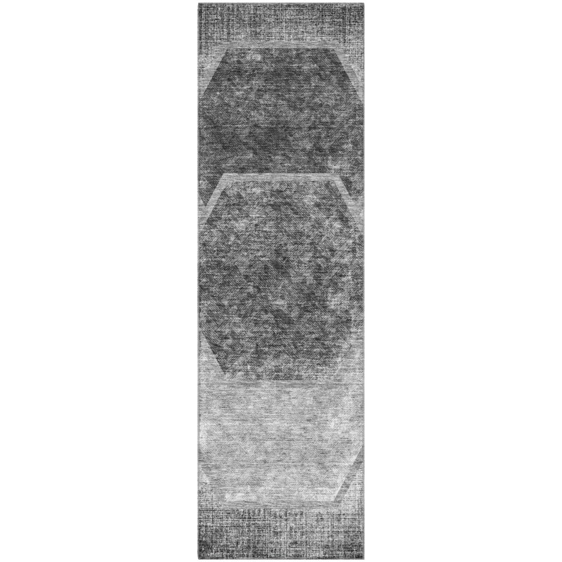 Premium Machine Washable Prisco Gray Rug, Runner 2'3" x 7'6"