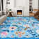 Nature Voja Floral Non-Slip Machine Washable Colorful Modern Area Rug in Blue for Living Room, Bedroom, Hallway Runner, Entryway Rugs
