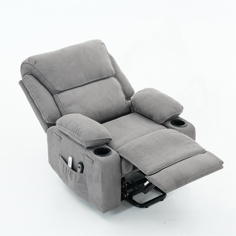 Fauteuil inclinable chauffant et massant télécommandé, pour personnes âgées, Gris