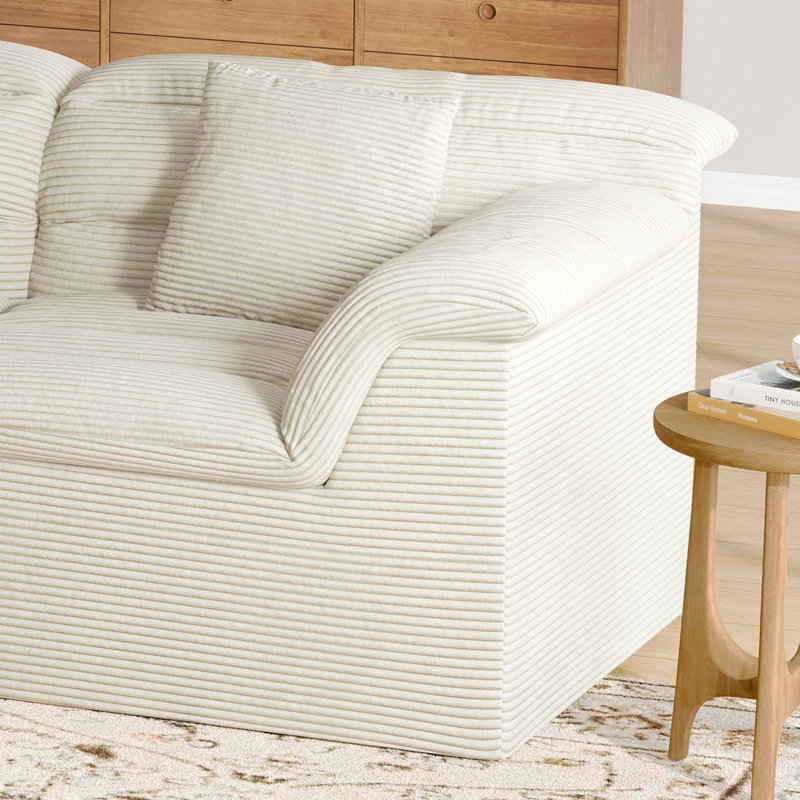 Canapé modulaire Boneless de 112 po avec repose-pieds Cloud, aucun assemblage requis, Beige, H 33 po x l 112 po x P 66,1 po
