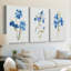 «Blue Blossom Botanical I», toile tendue sur mesure - 3 pièces-1919216301