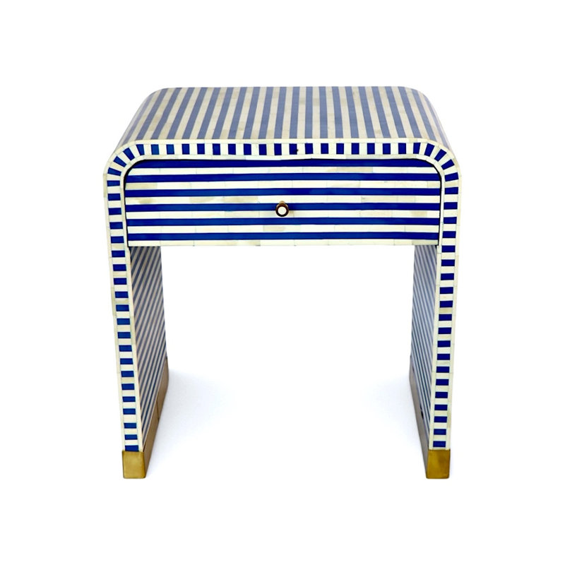 Table de chevet courbée Bone Inlay