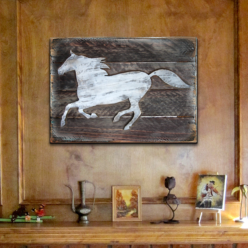 Décoration murale en bois shabby élégance cheval rustique, H 6 po x l 8 po x P 1,5 po
