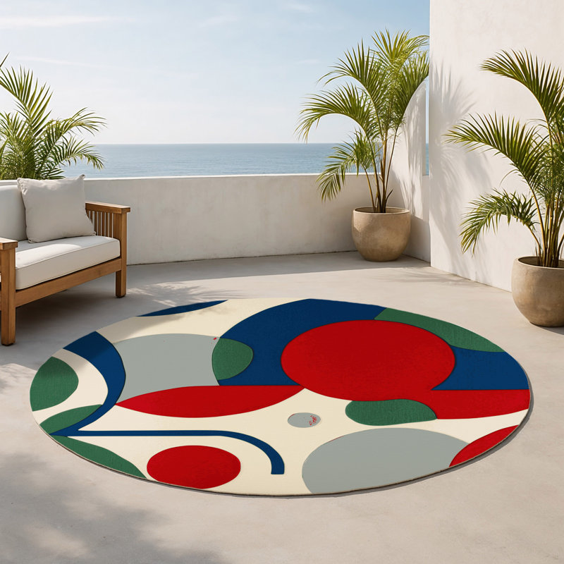 Funky Jive Indoor And Outdoor Area Rug, Round 5'