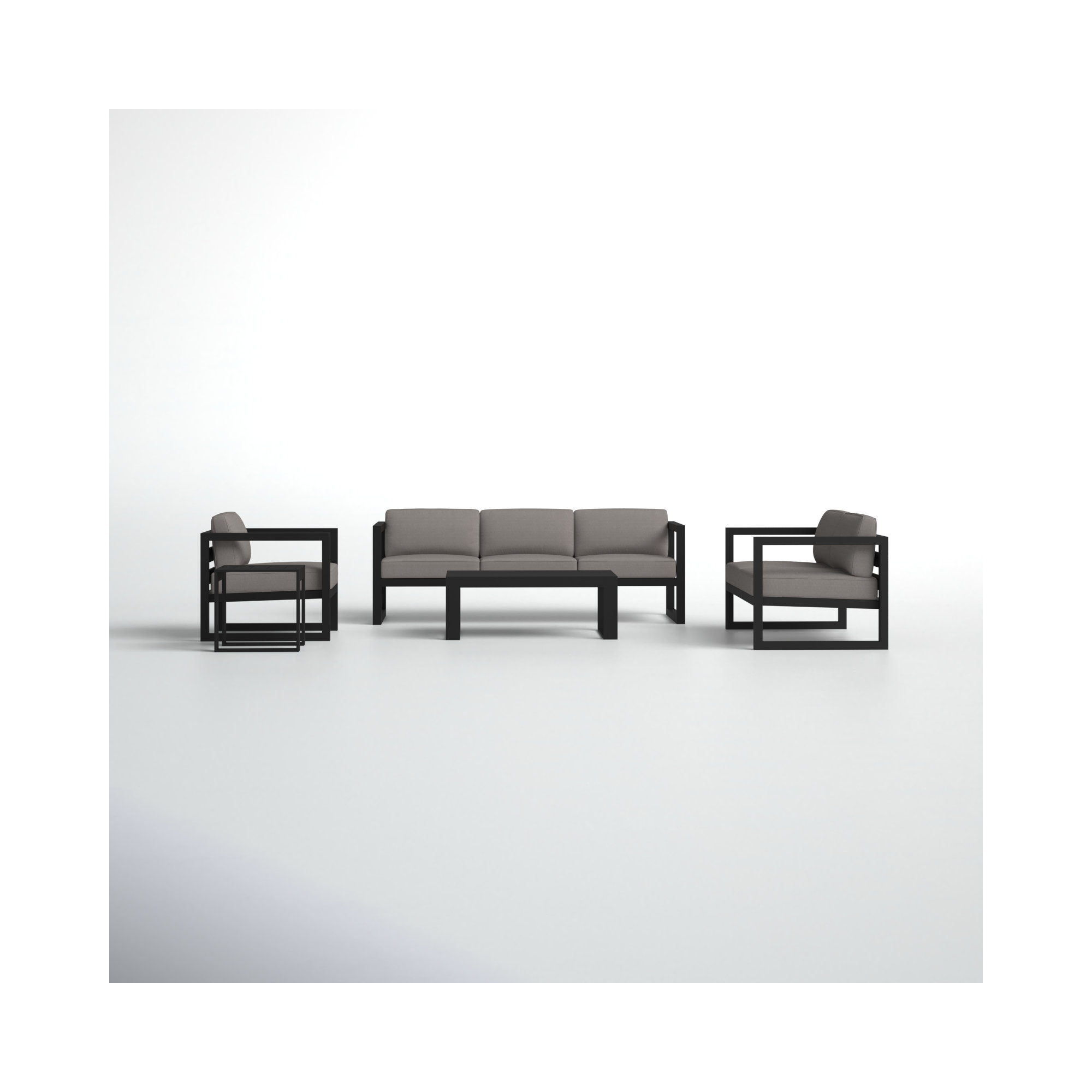 Smith 5 Piece Sofa Seating Group with Sunbrella Cushions, Canvas Charcoal Sunbrella® Canvas, Black