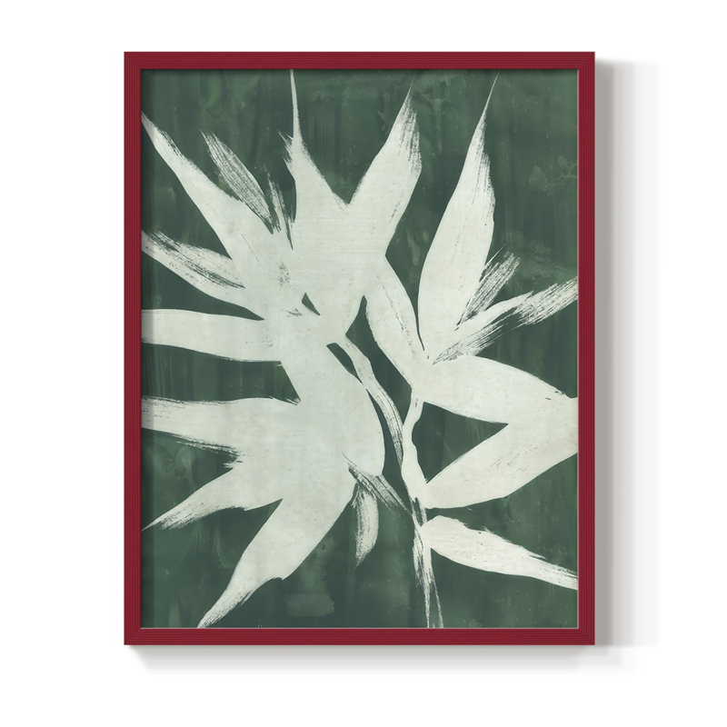 «Water Palm Fossil III», reproduction encadrée - bois massif, H 11 po x l 9 po, Rouge