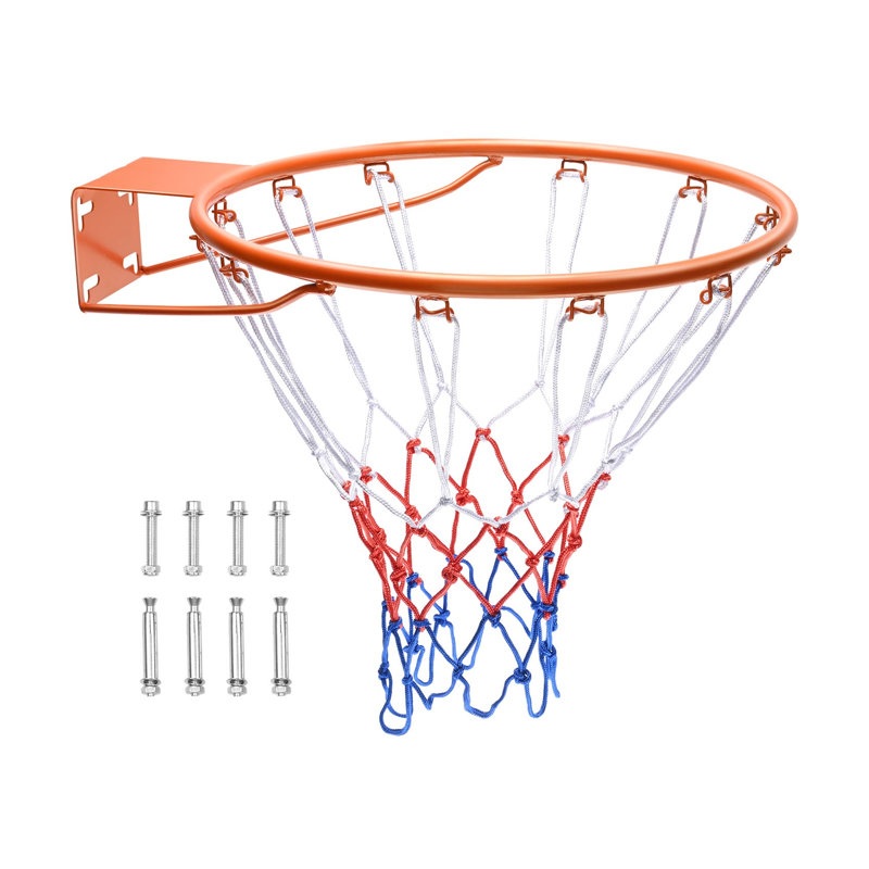 Jante de basketball murale avec filet, cerceau standard en fer robuste de 18 pouces pour une utilisation intérieure et extérieure, orange