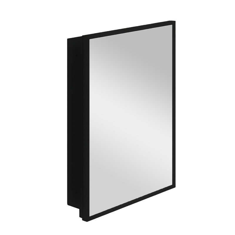 Armoire à pharmacie noire avec miroir, H 26 po x l 20 po x P 4,9 po