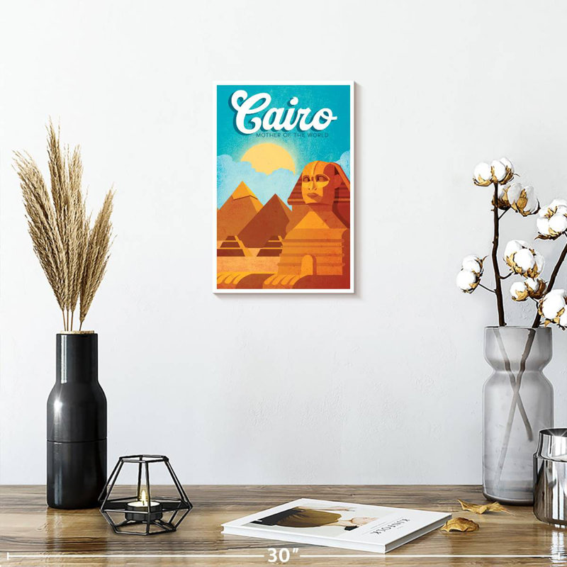 Affiche rétro du Caire, H 12 po x l 8 po