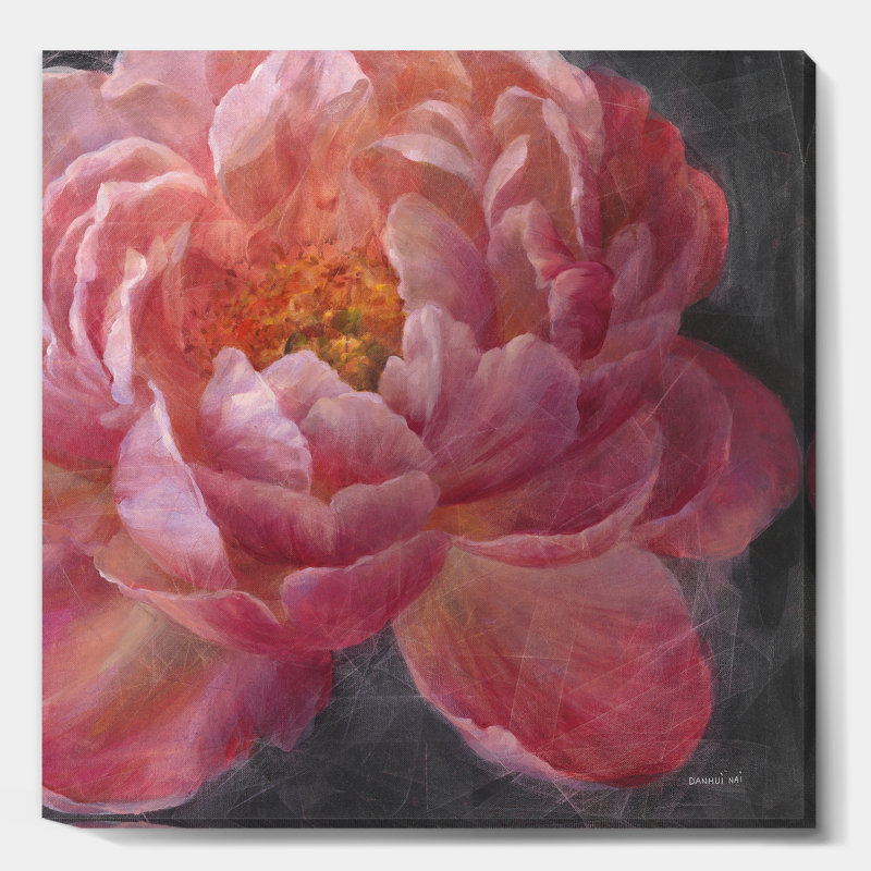 Pivoine rose vif I - reproduction d'art sur toile tendue, H 30 po x l 30 po x P 1 po