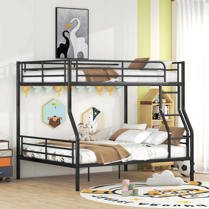 Full Xl Over Queen Metal Bunk Bed, Black