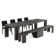 Transformer Table Extendable Dining Set - Table + Bench + 4 Chairs + Coffee Table(Panel Storage Unit) - 2 To 12 People - Smoked Hickory