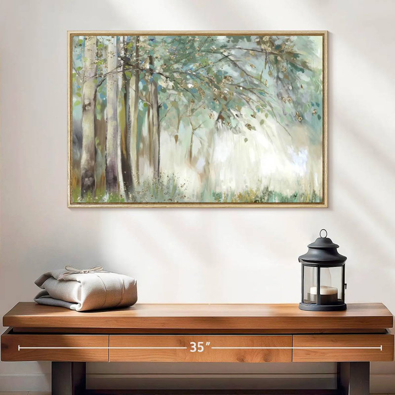 Feuilles d'argent, Cadre flottant en bois naturel, 25 po x 17 po
