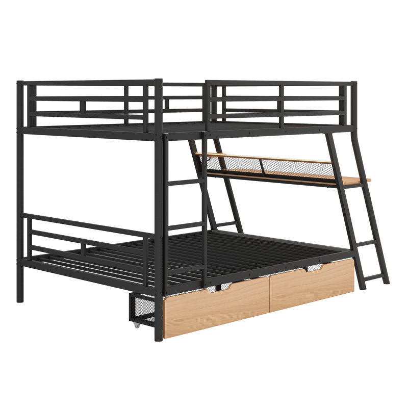 Bunk Bed With Built-In Desk, Light And 2 Drawers