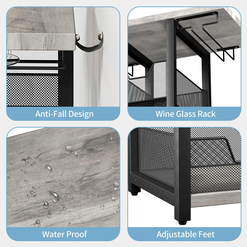Wine Bottle Rack, Grey/Black