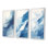 Blue And White Dancing Watercolor Clouds - Abstract Painting Art Set Of 3 Pieces