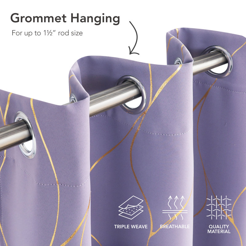 Valmar Blackout Curtain Pair, Light Purple, Width 117 x Drop 229cm