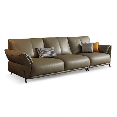 Canapé modulaire vert en cuir véritable