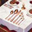 Ensemble de couverts 20 pièces pour 4 personnes en or rose, couverts en acier inoxydable avec poignées à deux rangées, ustensiles de salle à manger modernes pour un usage quotidien et des occasions spéciales-1241995437