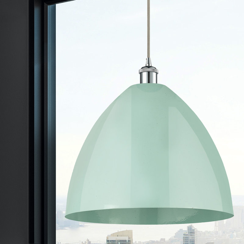 Luminaire suspendu conique 1 lumière, Vert clair, Brun