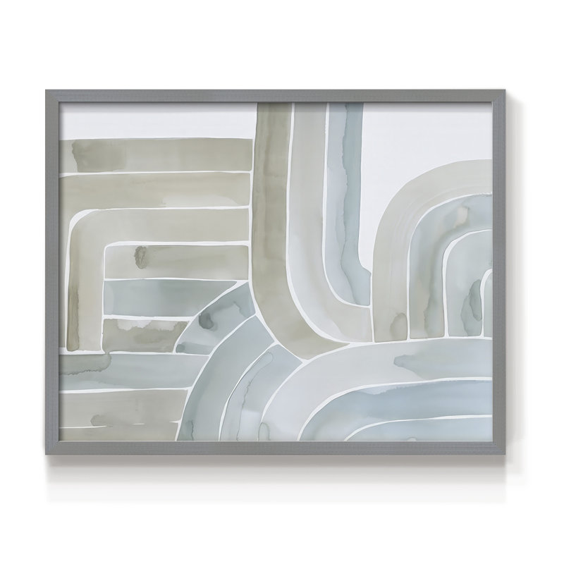 Estuaries II - Reproduction encadrée - Restickable, Gris, H 16 po x l 20 po