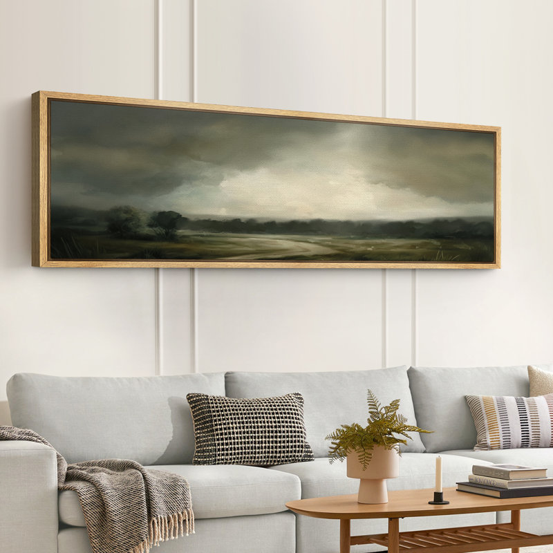 Œuvre au-dessus de nuages noirs, photos de paysage vert, impression numérique sur toile, art numérique, H 20 po x l 60 po