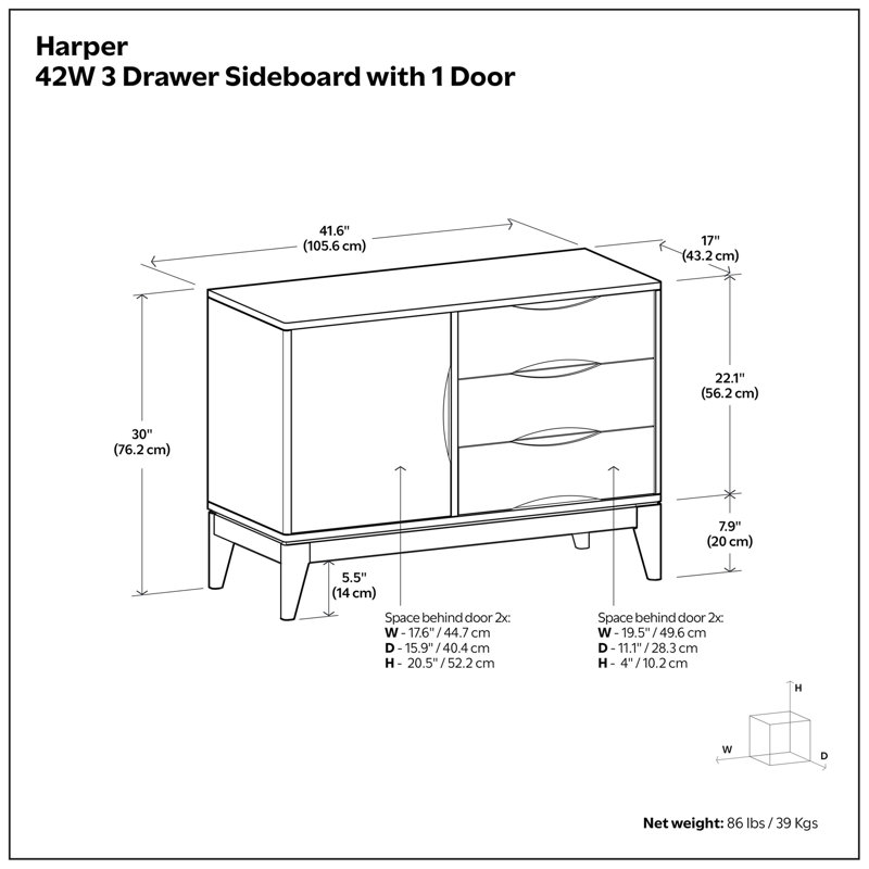 Harper 3 Drawer Sideboard