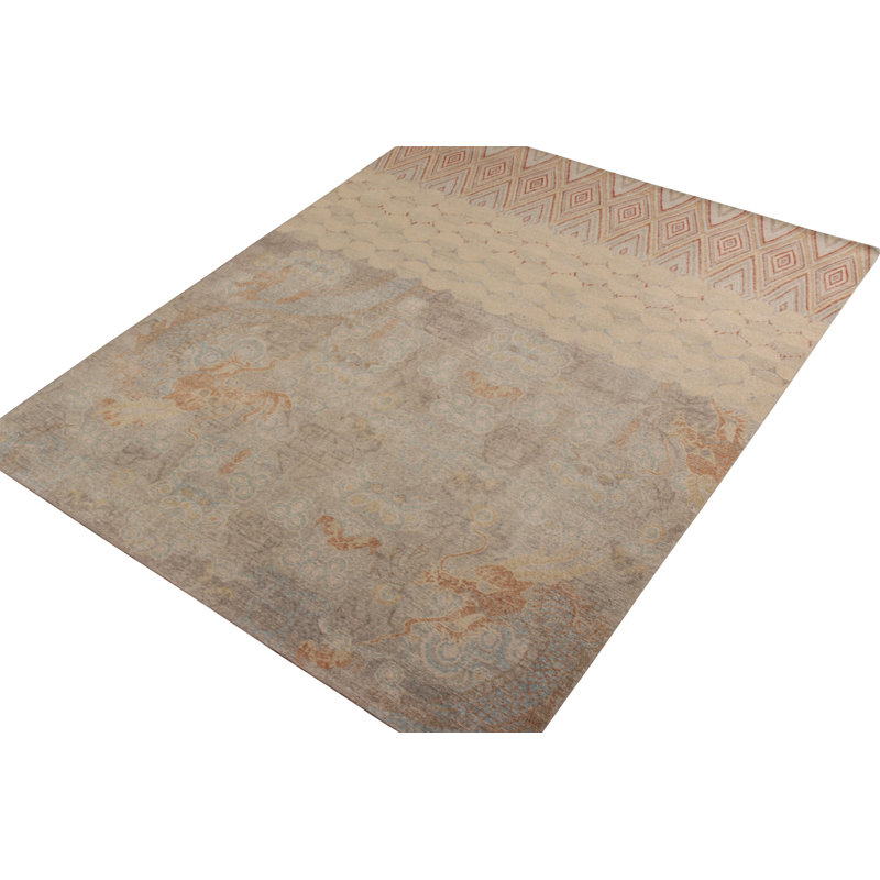 Distressed Homage Hand Knotted Wool Area Rug, Rectangle 8' x 10'