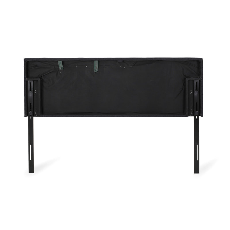 Contemporary King Headboard - Black Fabric Waffle Feature With And Piped Edges