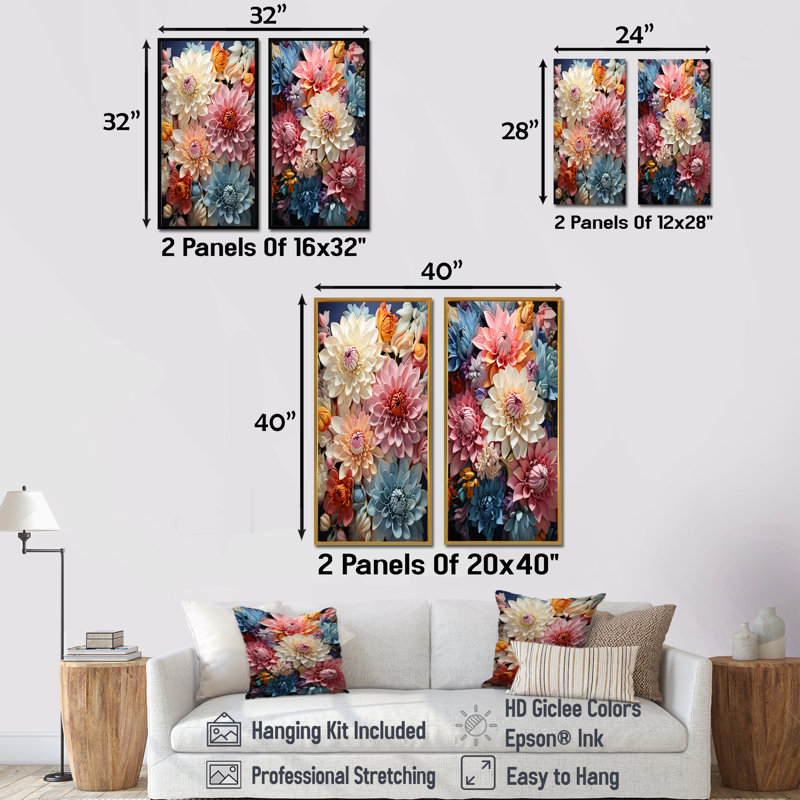 Ensemble de salon coloré Mums Serene - Mums Wall Art, H 28 po x l 25 po, Toile tendue