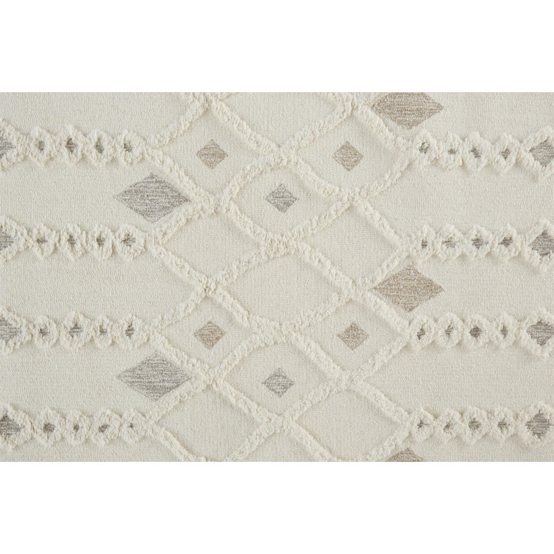 Ivory Rectangular Handmade Tufted Wool Area Rug 2' x 3'