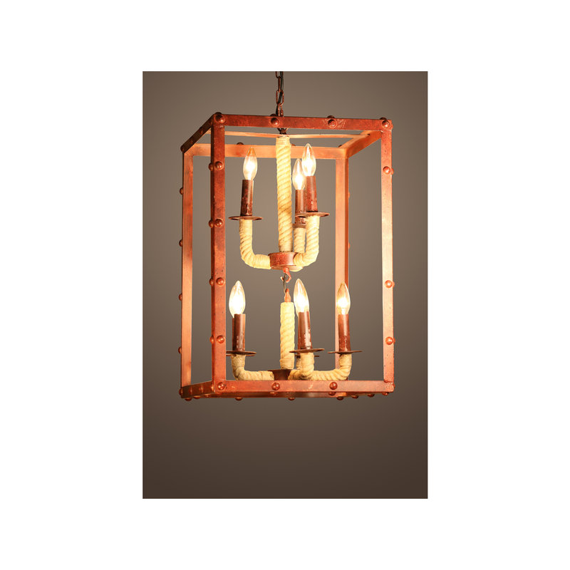 Cadre/lustre carré 8 lumières façon bougie style bougie Litteral
