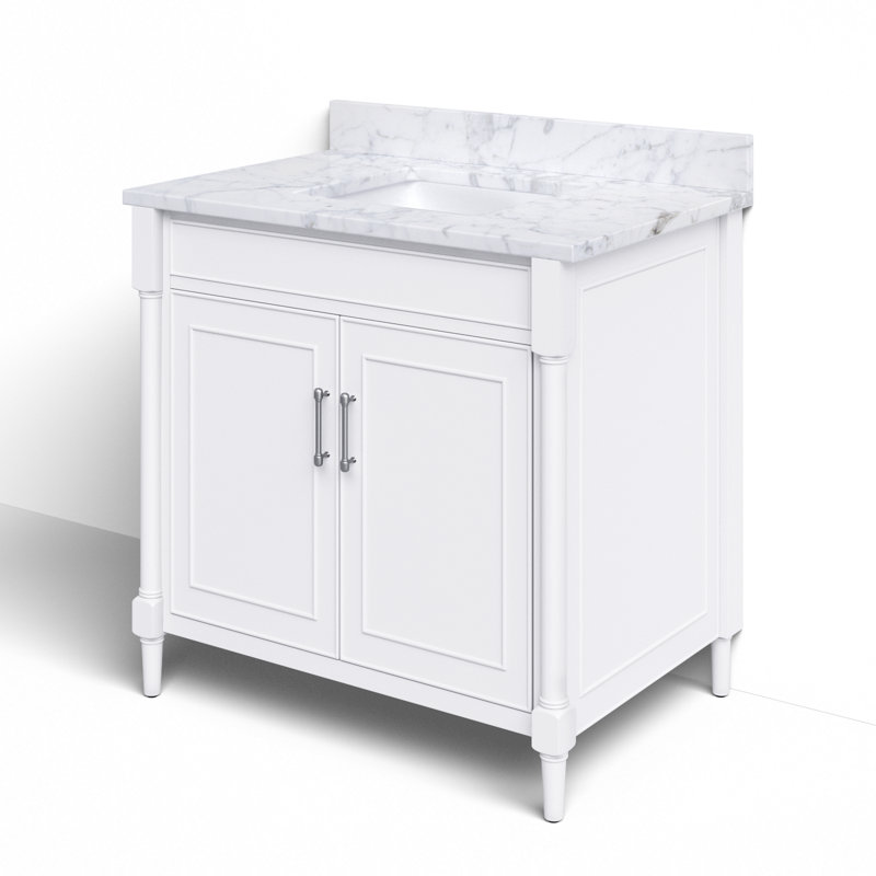 Selene 37'' Elegant White Single Freestanding Bathroom Vanity