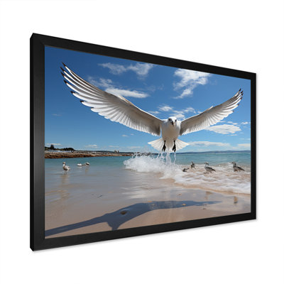 Mouettes bleues en vol à la plage - animaux, art mural dans le salon