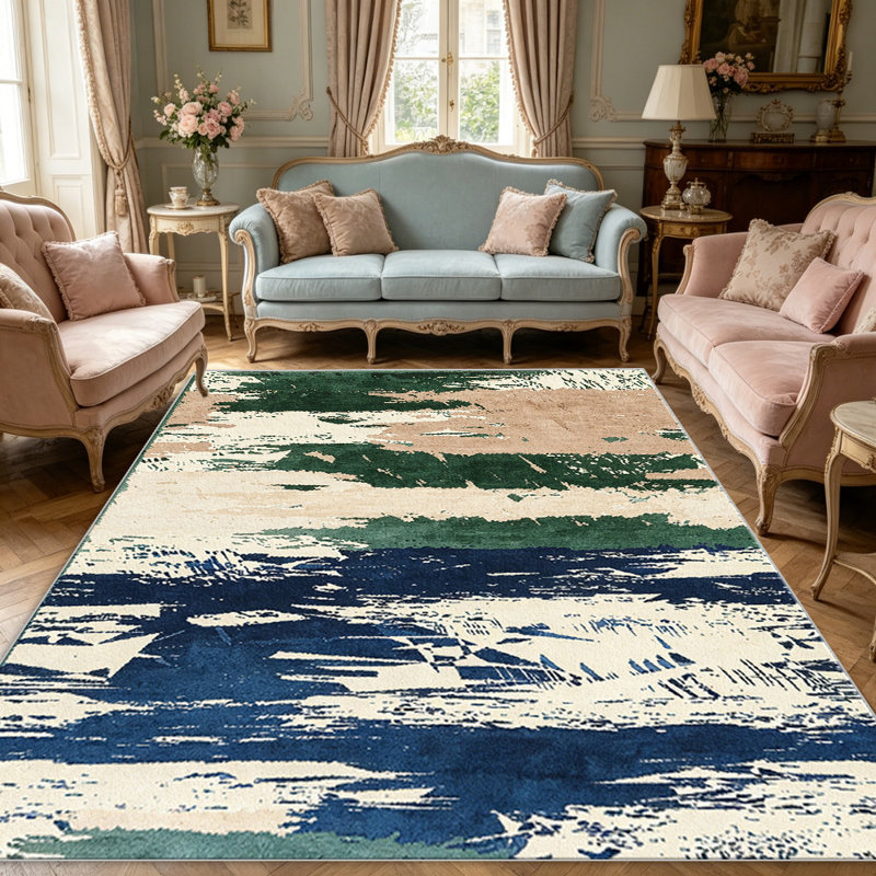 Green Blue Abstract carpet-easy to clean, machine-washable, soft and comfortable; suitable for door mats, kitchens, living rooms, bedrooms, corridors, and laundry areas. Easy to clean, durable carpet for home decoration.