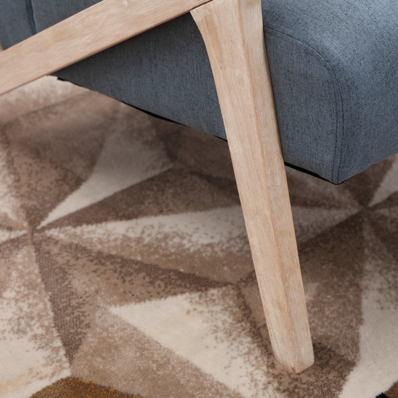Fauteuil d'appoint rembourré moderne en lin de 26,8 po de largeur avec structure en bois et un coussin