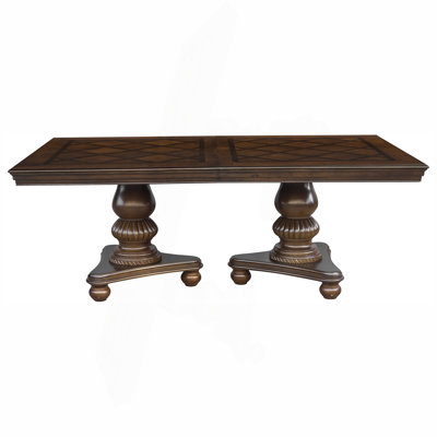 Traditional Dining Table 1Pc Brown Cherry Finish Double Pedestal Base Separate Extension Leaf Dining Furniture