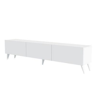 Modern TV Stand, White, 70.9 x 17.6 x 12.5 inches | 100% Melamine Coated Chipboard, Wall-Mountable Design with Numerous Shelves | Stylish and Functional Storage Solution for Living Room & Entertainment Areas